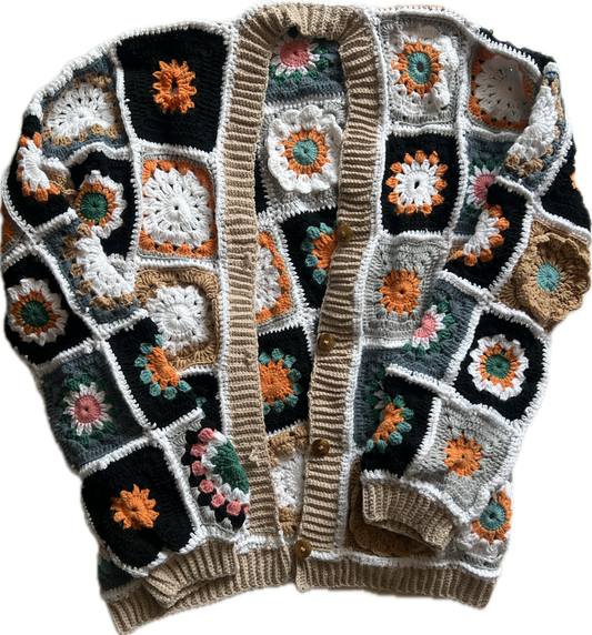 Handmade Crocheted Cardigan, Size L/XL