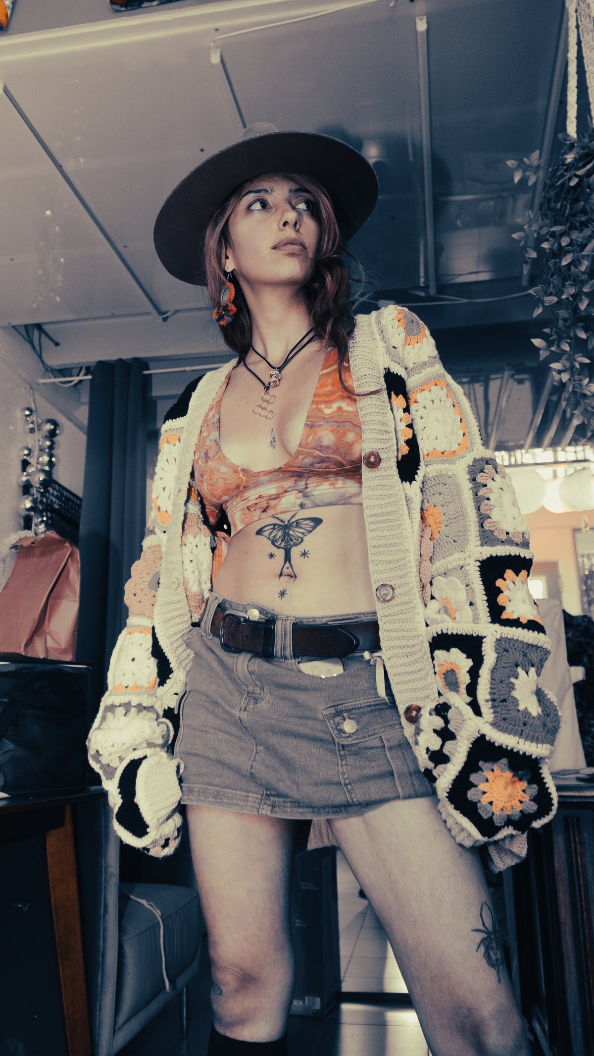 Handmade Crocheted Cardigan, Size L/XL
