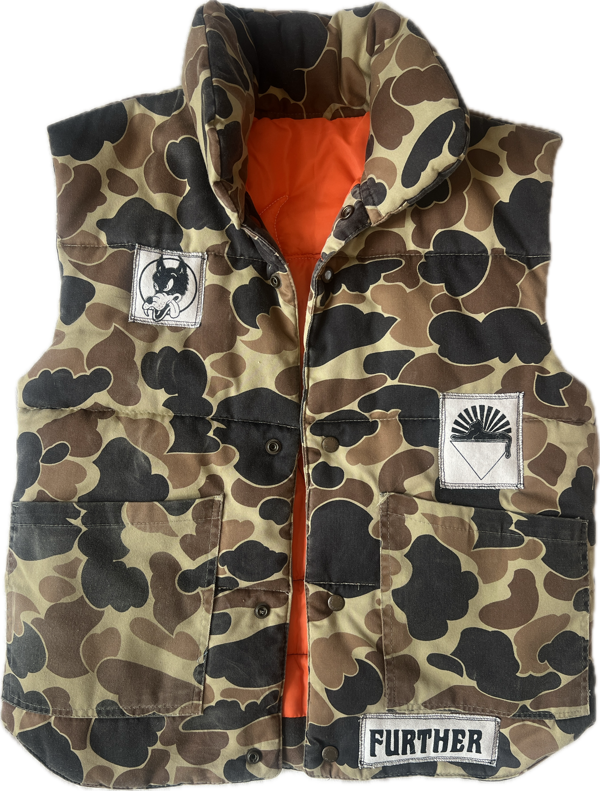 Vintage Duck Camo Vest with Further Patches, Size M